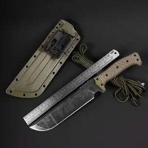 EDC High Hardness Outdoor Cutting and Firewood Chopping Tool Survival Knife One-Piece Skeleton Camping Obstacle Removal Straight Blade