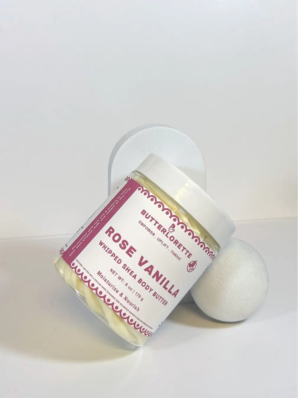 Rose Vanilla Body Butter - Whipped Shea Butter with Rose & Vanilla Scent for Daily Moisturizing & Calming Fragrance