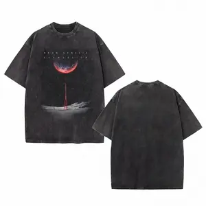 Trendy Anime Neon Genesis Evangelion Vintage Washed T-Shirt – distressed short-sleeve anime tee, EVA merch streetwear, Japanese aesthetic graphic shirt, 100% cotton, soft breathable fabric, comfortable relaxed fit, perfect for anime fans and everyday wear