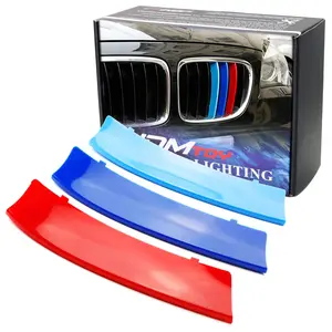 iJDMTOY Exact Fit M-Color Grille Insert Trims For 2009-2015 BMW E84 X1 Center Kidney Grilles (7 Beams)