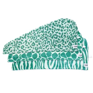 Turbie Twist Set of 3 100% Cotton Safari Print Hair Towels