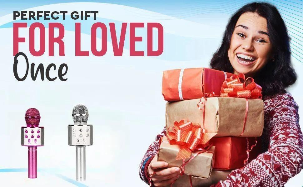 Karaoke Microphone for Kids & Adults  Bluetooth Singing Mic Echo Effect, Built-in Speaker Portable for Party Travel Gifts