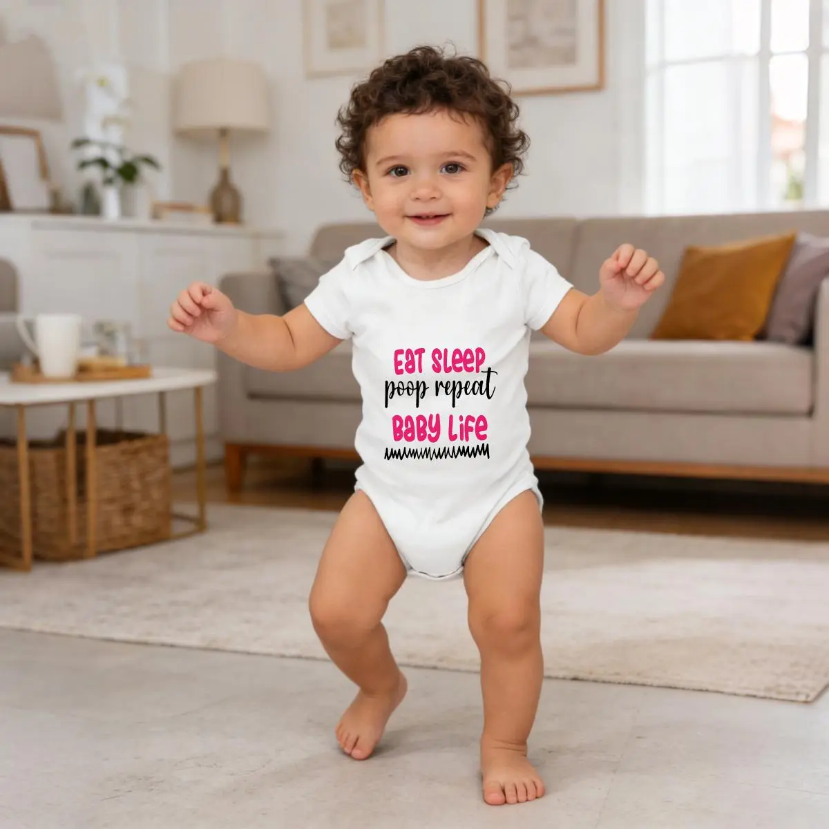 Eat Sleep Poop Repeat Baby Life Baby Short Sleeve Cotton Onesie