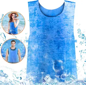 Ice Cooling Vest,Adjustable Cold Vest Fabric Sport Cool Vest Body Ice Vest for High Temperature Operator Sunstroke Protective