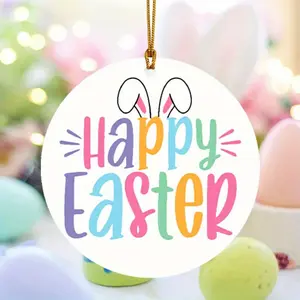 Happy Easter Letter Pattern Ornament, 1/20/30pcs Cute Rabbit Ears Design Hanging Decoration, Hanging Ornament for Home Party Car School Bag