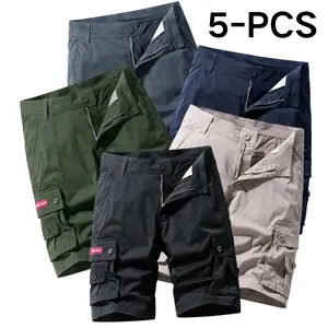 Men’s 5-Pack Cargo Shorts - Menswear with Multiple Pockets, Breathable, Wear-Resistant, Skin-Friendly, Comfortable, Multi-Color Options for Versatile Styling, Suitable for Everyday Outdoor & Casual Use