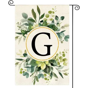 Letter G Floral Garden Flag 12x18 Inch Double Sided Outside, Family Last Name Initial Yard Outdoor Decoration, Linen Material, No Flagpole