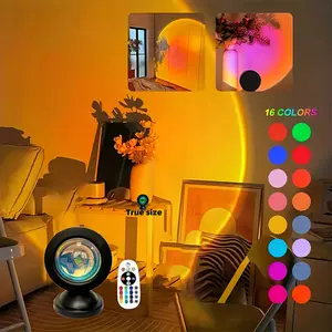 USB Light | Remote Control 16 Color Color Dimming Sunset Light | Rainbow Sunset Projection Light | Smart Light | RGB Night Light | LED Light | Office Desk Lamp | Atmosphere Decoration Light | USB Plug-in Use | Remote Control Without Battery |