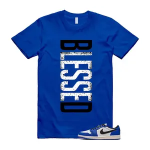 Unisex T-shirt to match Jordan 1 Game Royal Blue White Black Low OG - Blessed. 100% Cotton for Casual Wear. Comfortable Summer Unisex T-Shirt to match Jordan Sneaker. Streetwear Style. urban outfitters