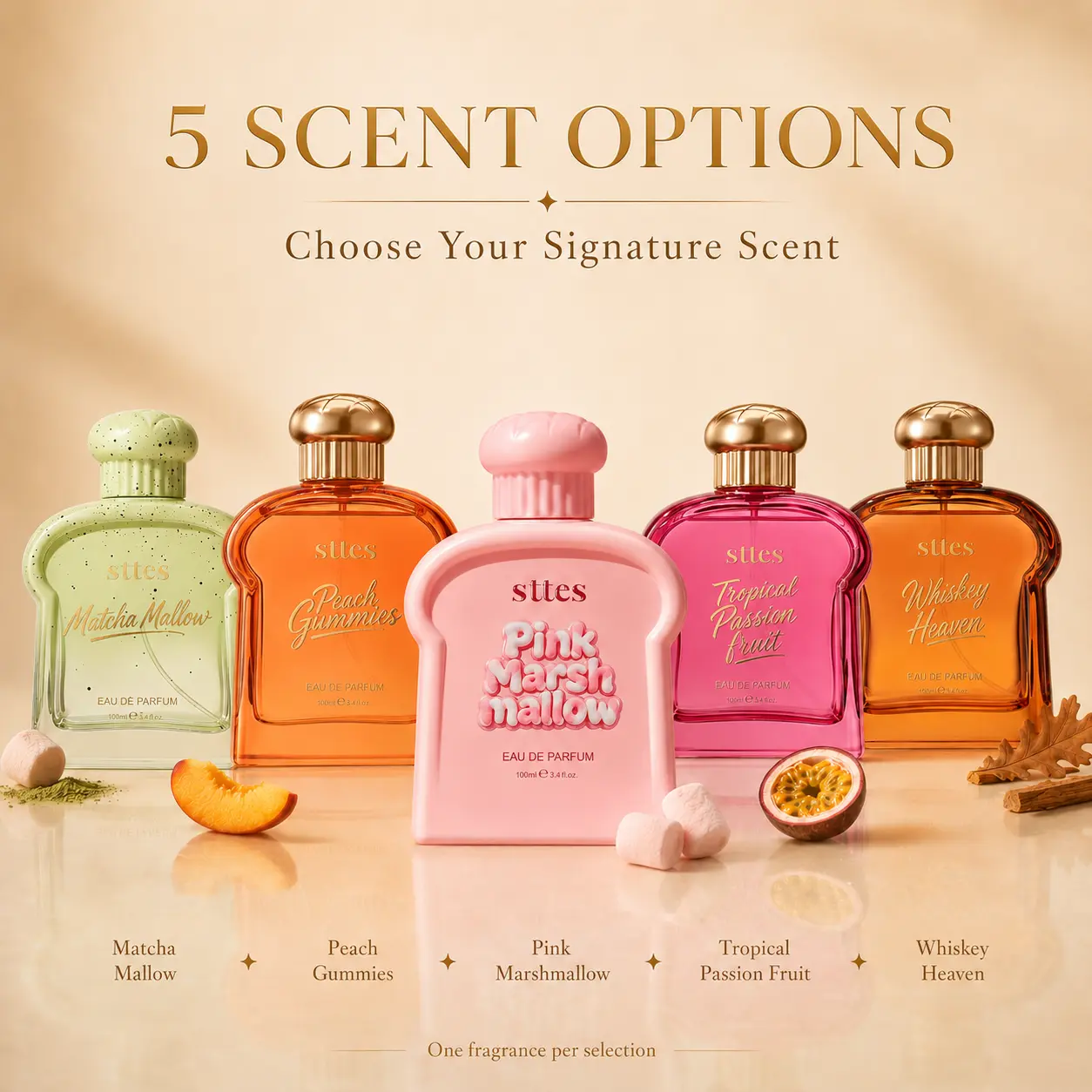 sttes Perfume for Women, 100ml Eau de Parfum Spray, Sweet Fruity Vanilla Gourmand & Woody Fragrance, Choose Your Scent
