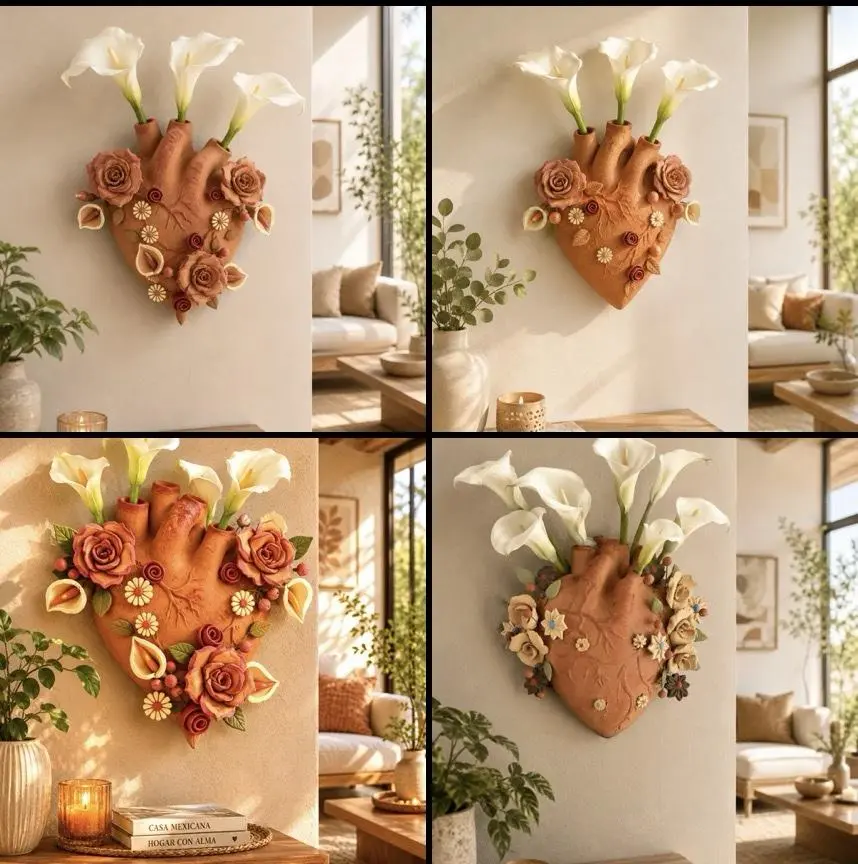 Heart Wall Hanging Vase Handmade From Metepec Unique