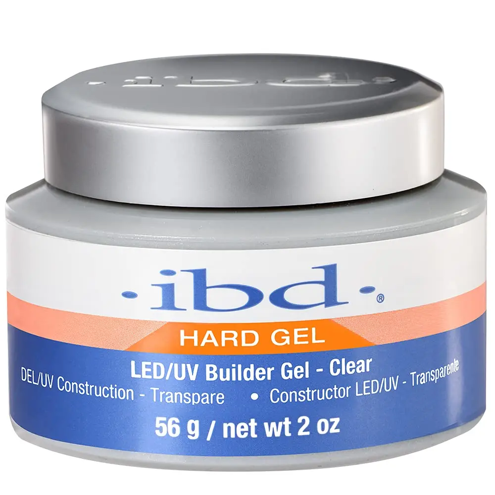 IBD Hard Gel LED/UV Builder, Clear 2 oz (56g) Gel Polish for Manicure & Nail Art with Hard Finish & Seamless Look