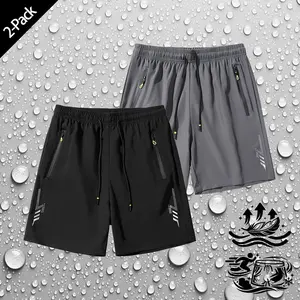 Men's 2 Pack Athletic Running Shorts Quick Dry Moisture Wicking Lightweight Breathable Workout Gym Shorts with Zipper Pockets Stretchy Waist for Jogging Hiking Outdoor Sports Training Casual Daily Wear Active Performance Shorts
