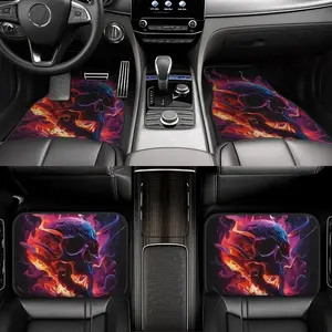 4-Pack Universal Anti-Slip Lava Skull Pattern Car Floor Mats, Car Foot Mats, Easy-Clean Interior Accessories for Car, Front and Rear Vehicle Use, Perfect Gift