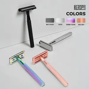 KEROPY Double Edge Safety Razor with 10 Stainless Steel Blades, Unisex