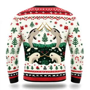 Ugly Christmas Sweater with Narwhals - Funny Holiday Sweater for Family Gatherings & Parties | Perfect Festive Gift for Men, Women, & Kids