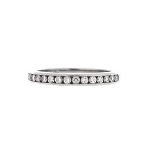 Pre-owned Tiffany & Co. Half Setting Wedding Band Ring Platinum with Diamonds 2mm by Rebag