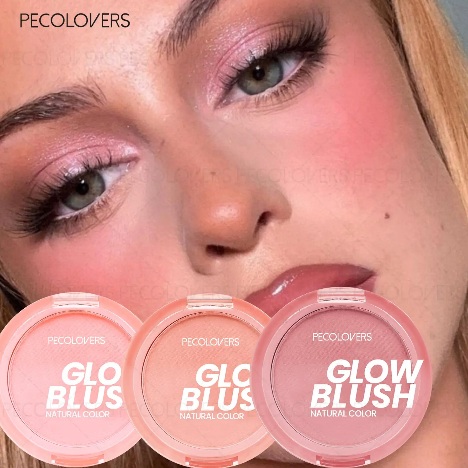 1PC Natural Pink Blush, Long Lasting Blush Palette, Peach Coral Blush, Soft Peach Pink, Buildable To Enhance Facial Complexion, Long Lasting Blush and Illuminating Powder Blush, Beauty Cosmetics, Christmas Valentine's Day Gift