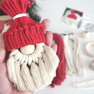 3pcs/4pcs Macrame gnome christmas ornament DIY KIT. Handmade christmas gifts, christmas tree ornaments, with video tutorial and pattern, good gift for festival.