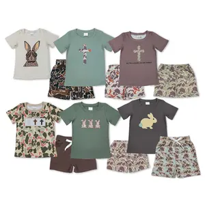 Easter Baby Boy Camo Outfit Toddler Clothes Set Spring Summer Short Sleeve Casual Matching Set Holiday Gift for Kids
