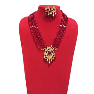 Traditional Layer Nepali Necklace with Matching Earrings - Beautiful Shinny Finish Beaded Set