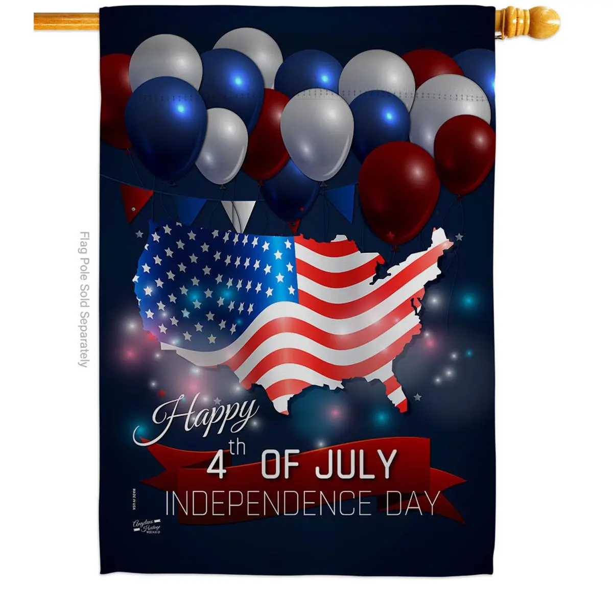 28 x 40 in. July 4th Independence Day American Vertical House Flag with Double-Sided Decorative Banner Garden Yard Gift