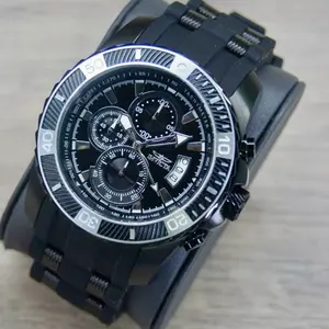 Invicta Men's Chronograph Watch - Black Silicone Strap, Stainless Steel Case, Multi-Function Dial, Waterproof, Fashionable & Durable