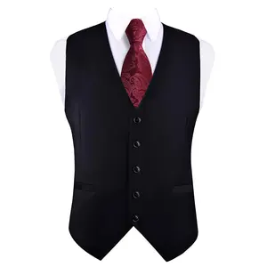 Men's V-neck Suit Vests Solid Color Formal Slim Fit Business Dress Vest Waistcoat