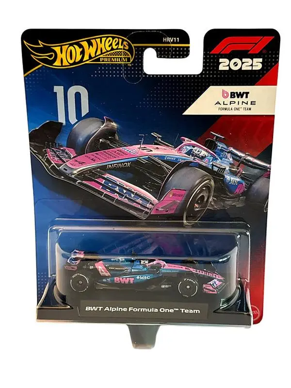 Hot Wheels Premium F1 2025 BWT Alpine Formula 1 Team #10 Diecast Model Car, Collectible Entertainment Toy with Real Riders