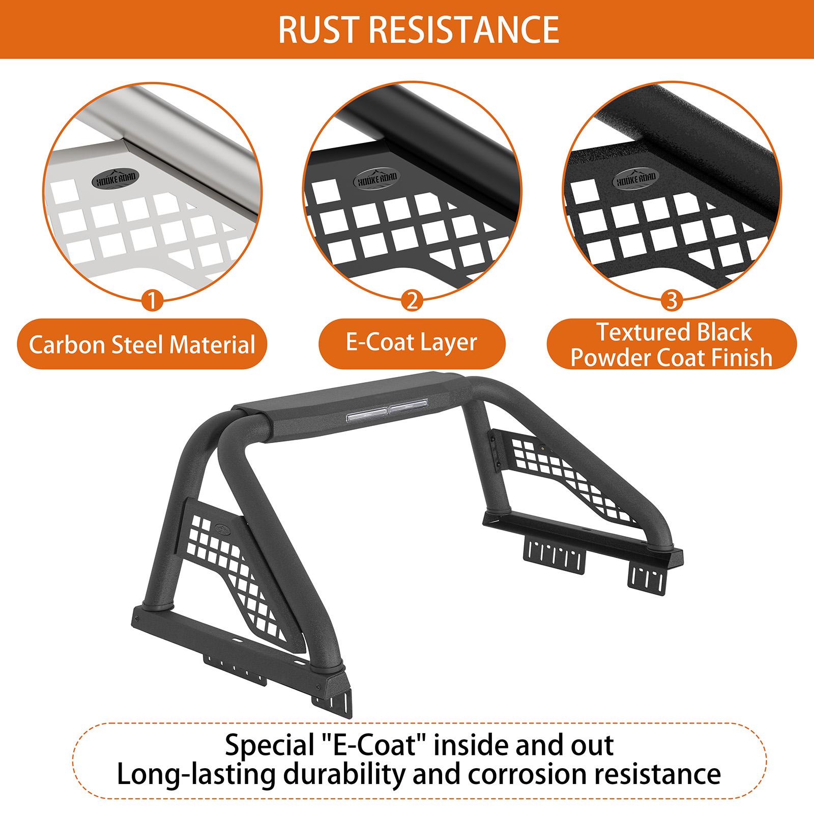 Hooke Road 22.1" High Classic Roll Bar w/ LED Brake Lights for Ford F-150 & Chevy Silverado 1500 & GMC Sierra 1500 & Ram 1500 & Toyota Tundra & Jeep Gladiator JT