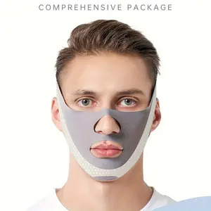 [Face Lift Mask with Compression] V-Line Face Lift Mask with Bonus Compression Band - Upgraded Design for Sculpting, Firming & Wrinkle Reduction, Odorless