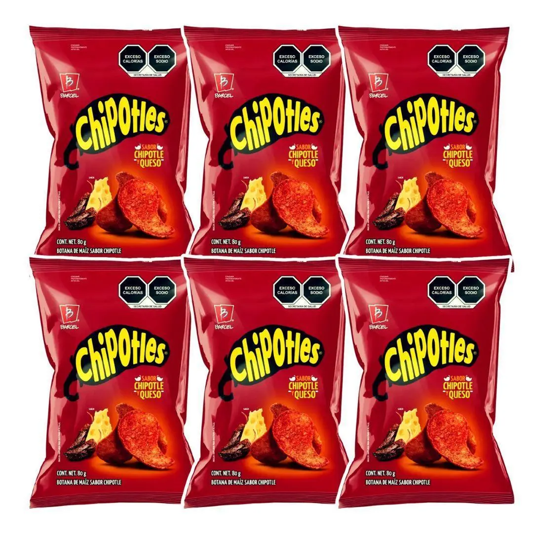Chipotles, Barcel Chips, 6 Small Bags - Traditional Mexican Chips, Smoky Chipotle, Spicy