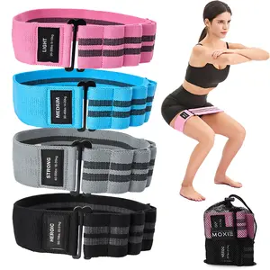Adjustable Fabric Resistance Bands for Squats, Glutes & Legs – 5 Levels of Customizable Size, Width & Tension, Non-Slip Booty Bands for Men and Women, Pilates & Yoga Workouts(Medium)