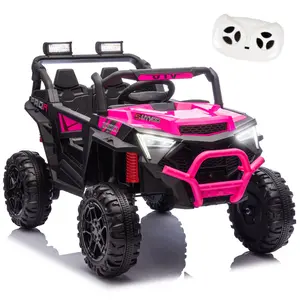 24V 400W Kids Ride On Electric UTV W/Parents Remote Control,Four-Wheel Suspension,LED Lights,Portable Handle,Advanced center panel with USB,MP3,Music,Bluetooth,,Power Display For Kids Aged 3+.