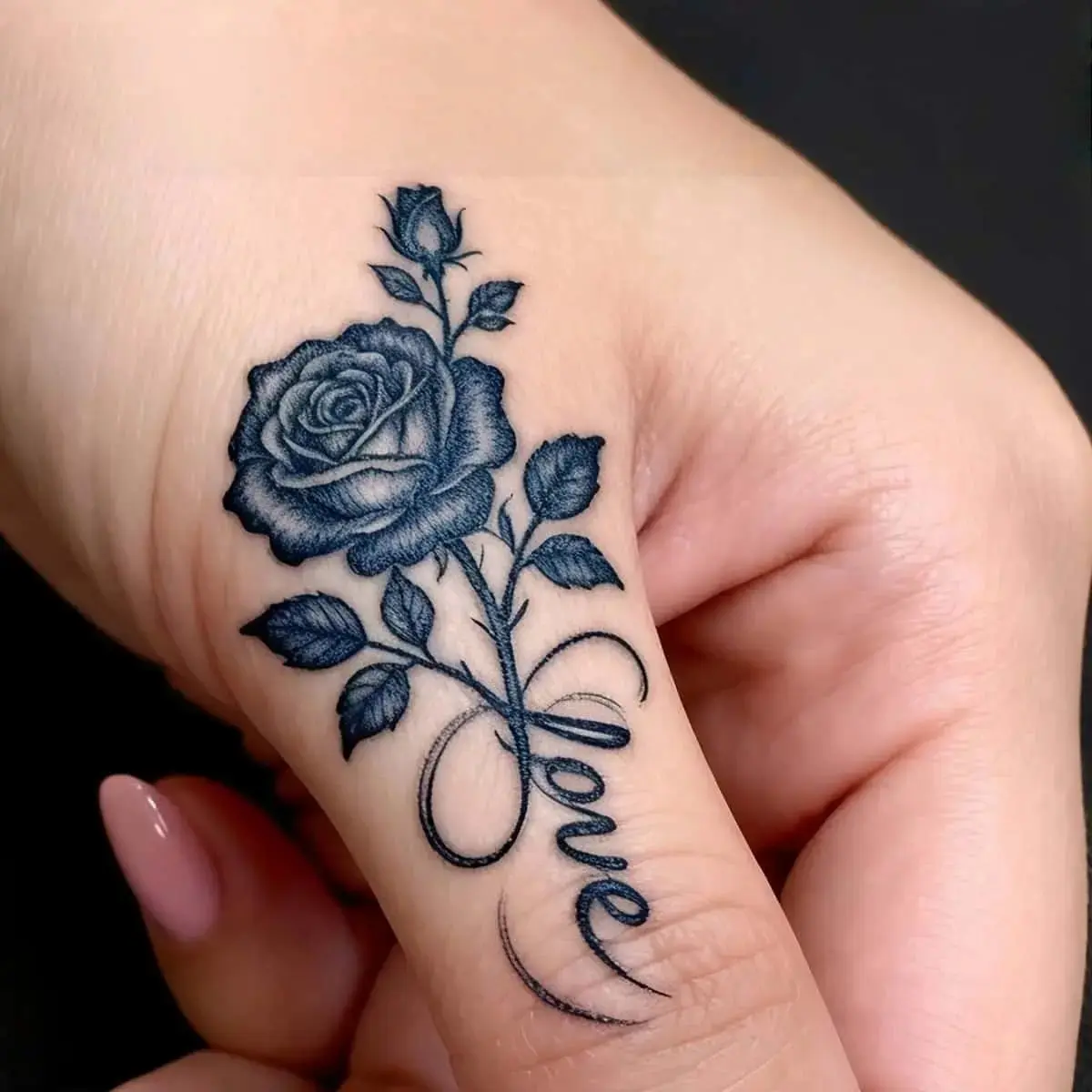 4Pcs Herbal Juice Semi-Permanent Temporary Tattoos, Minimalist Rose & Love Design, Long-Lasting 7-14 Days, Waterproof Fade-Proof Fake Tattoos for Wrist, Neck, Collarbone