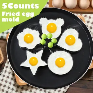 5 Counts Set Fried Egg Rings Molds, Easy-to-Use Egg Cooking Tool 5 Counts Set Fried Egg Rings Molds, Easy-to-Use Egg Cooking Tool