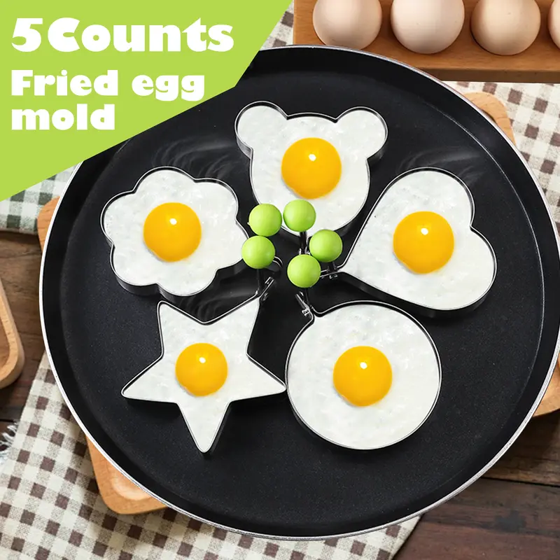 5 Counts Set Fried Egg Rings Molds, Easy-to-Use Egg Cooking Tool,home essentials