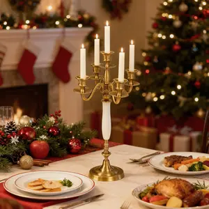 3/5 Candle Metal Golden Metal Candlestick Holder Wedding Event Candelabra Candle Stand for Wedding Dining Table Xmas Party Home Decor