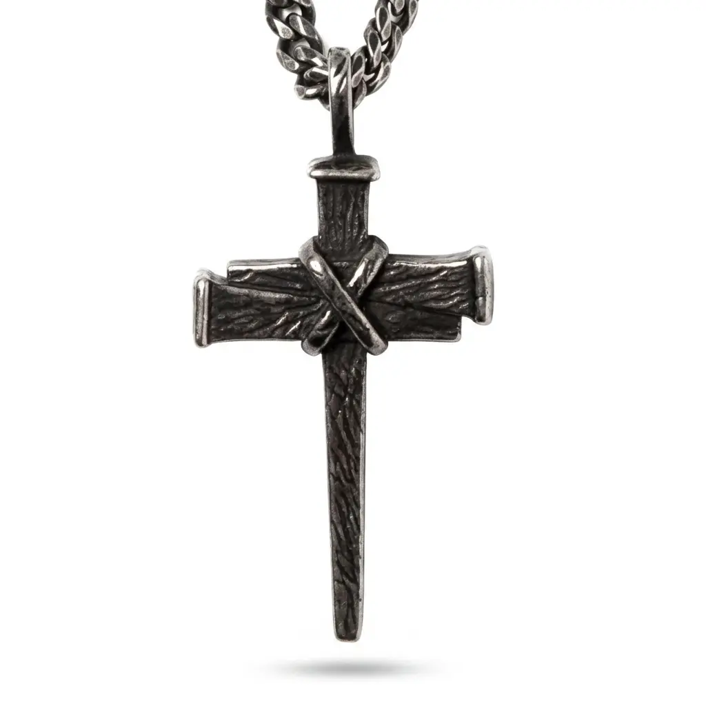 Unisex Cross Motif Necklace with Gothic Nail Pendant, 304 Stainless Steel, Hypoallergenic and Waterproof for Daily Wear, Cross Motif Necklaces, Jewelry, Casual, Solid, Cross Necklaces