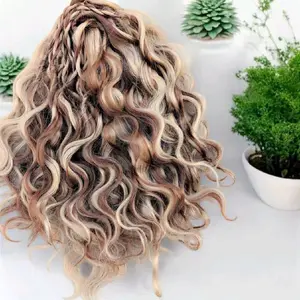 Romance Dreadlock Extensions - Long, Wavy Hair with Brown and Beige Colors