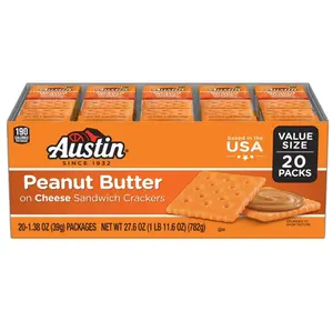 Austin Peanut Butter on Cheese Sandwich Crackers, Single Serve Snack Crackers, 20 Count
