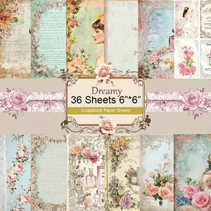 36 Sheets Creative Vintage Pattern Scrapbook Paper Pack, Stationery Vintage Art Craft Pattern Scrapbooking Paper For Junk Journa