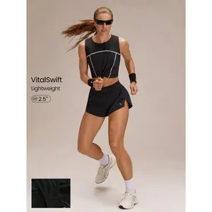 GLOWMODE 2.5'' VitalSwift High Energy Lightweight Quick-Dry Breathable Odor Control Side-Split Hem Low Waist Adjustable Waist Shorts Running Jogging Training Tennis Workout Gym Wear