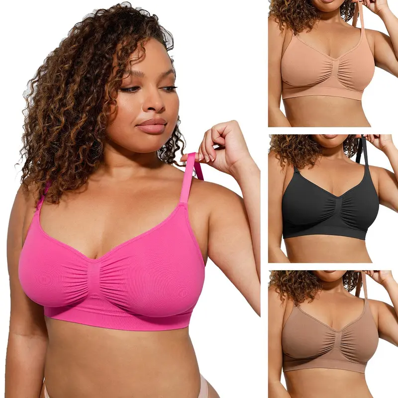FeelinGirl WIRELESS Bra Women's Wireless Bra Comfort Bralettes Suitable for up to 44DD No Underwire Unlined Cami Bra Seamless Tshirt Bras Sports Bra
