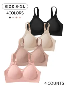 4 Pack / 5 colors Seamless jelly women's bra, Seamless wireless bras, Adjustable straps with hook Lightweight, skin-friendly, comfortable Gather and prevent sagging Suitable for daily wear, sports Beautiful back wireless seamless bra