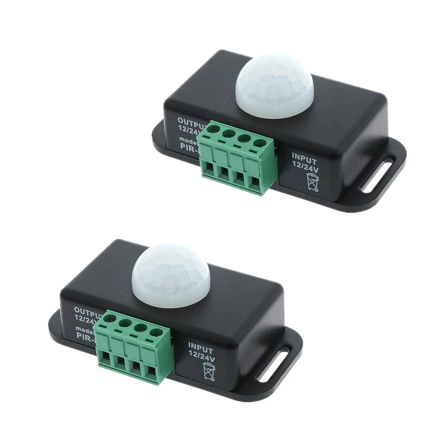 2-Pack DC 12V-24V PIR Motion Sensor Switch - DC Infrared Controller, 10.5-16V/21-32V Range, -20 to +60°C Tolerance, 16 ft Detection, Silent, Adjustable Delay, Auto Turn Off, Energy-Saving for Garage, Entryway, Cabinet Lighting