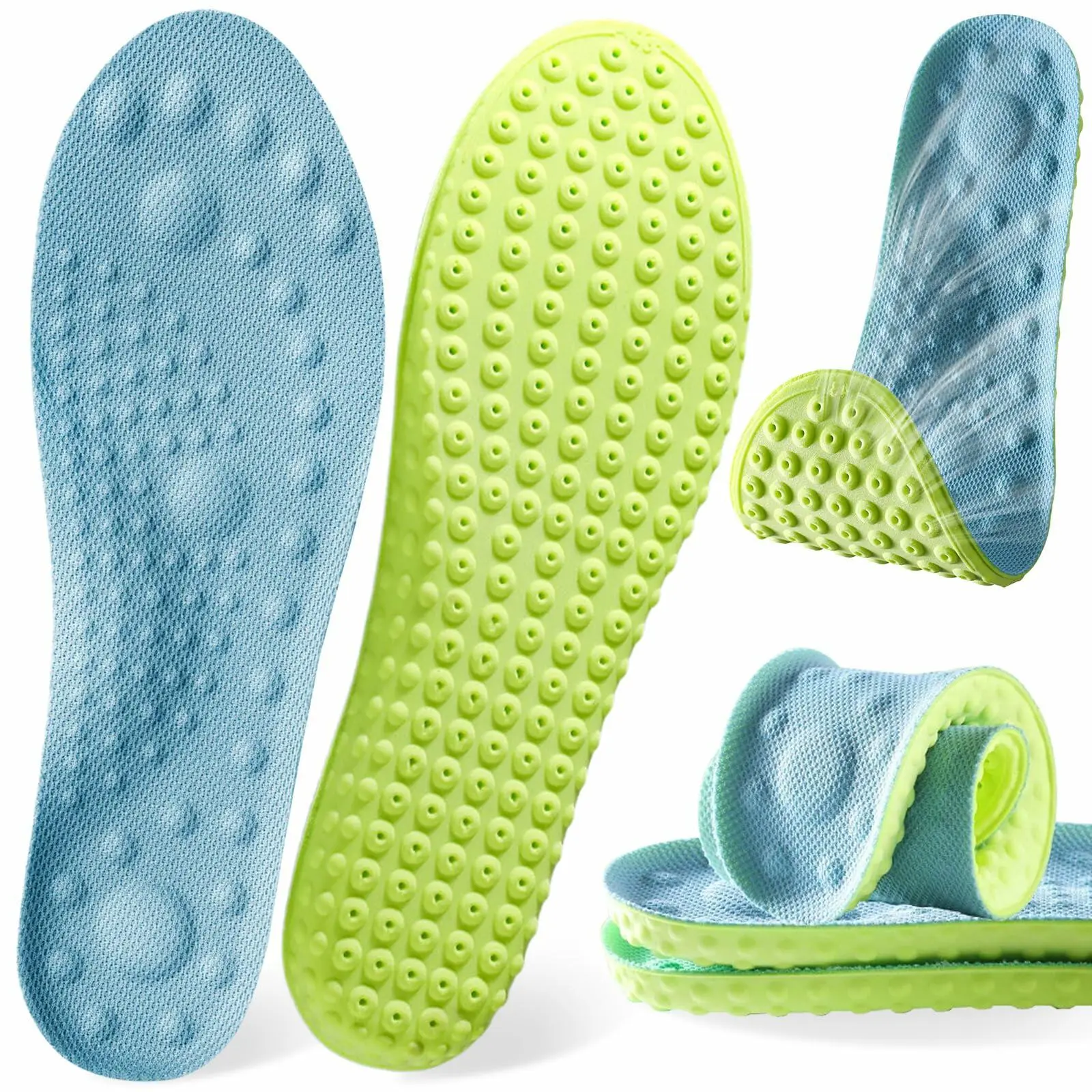 MARRDO 4D Cloud Soles Insoles Soft Shock Arch Support Blue Men 10-11 Women 11.5