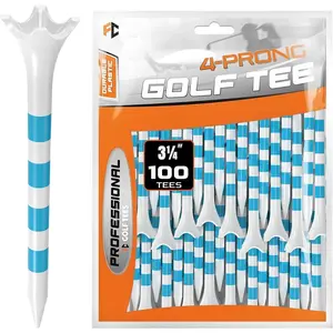 60/100 Pack Plastic Golf Tees (2-3/4"or 3-1/4"),  Durability & Stability, Designed to Reduce Friction and Side Spin