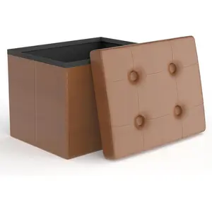 Ottoman Storage Ottoman Foot Rest Ottoman with Storage Ottomans Foot Stools Small Ottoman Brown L17W13H13INCH