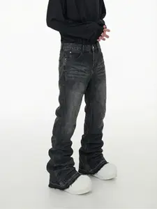 Men's Casual Loose-Fitting Jeans Pants, Button Fly Closure, Pocket, All-Season Wear, Plain Pattern, Stylish Denim Jeans for Everyday Use